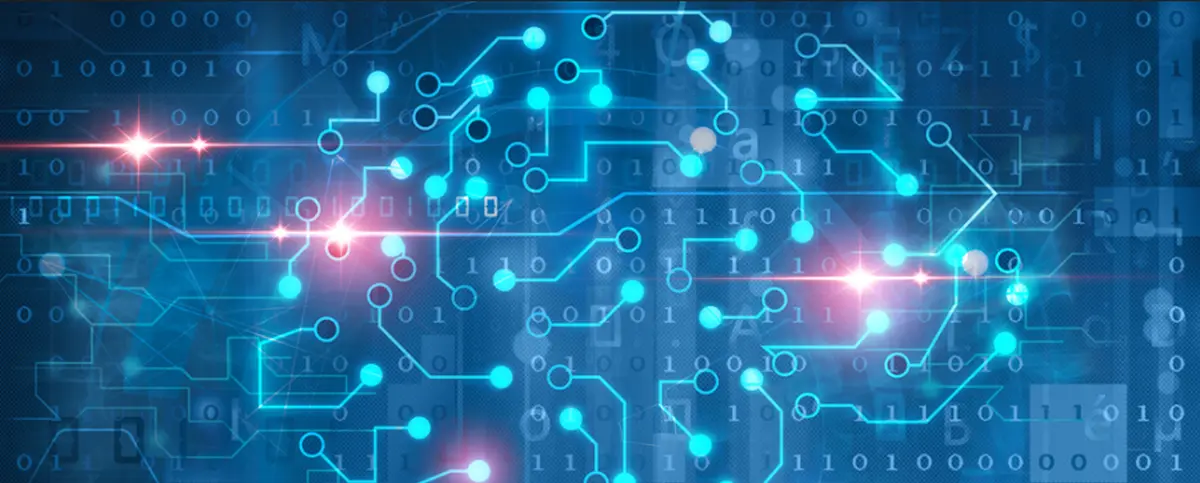 Grafika przedstawiająca sztuczną inteligencję w domu – automatyka i analiza danych